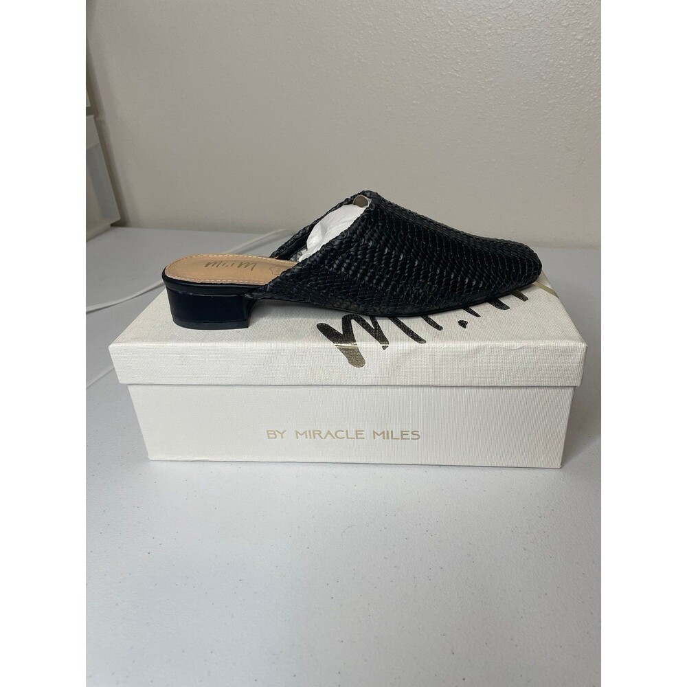 Black Woven Mules by Miracle Miles Size 7.5 - Picture 4 of 5